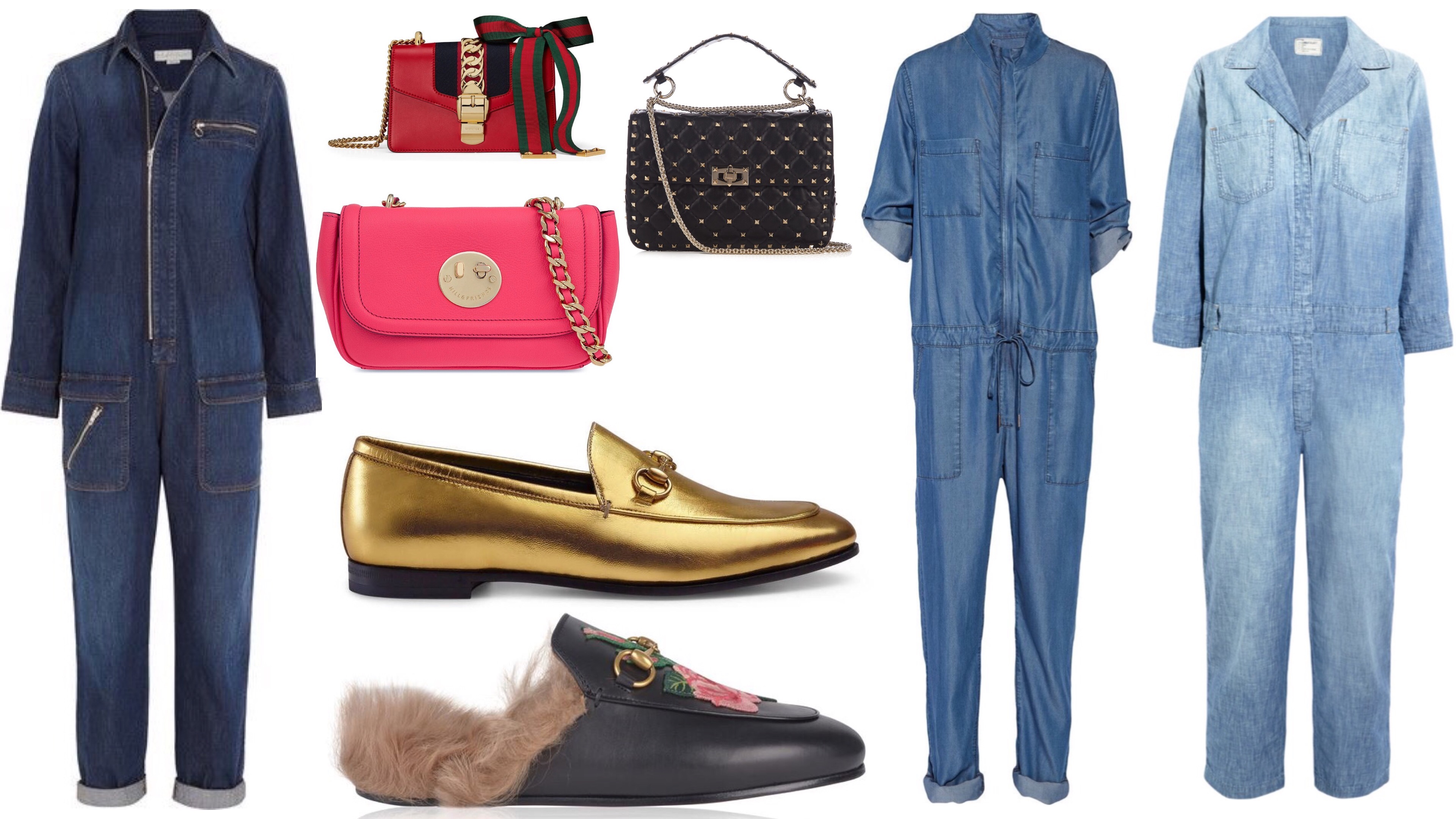 Denim Jumpsuits gucci loafers gucci handbags