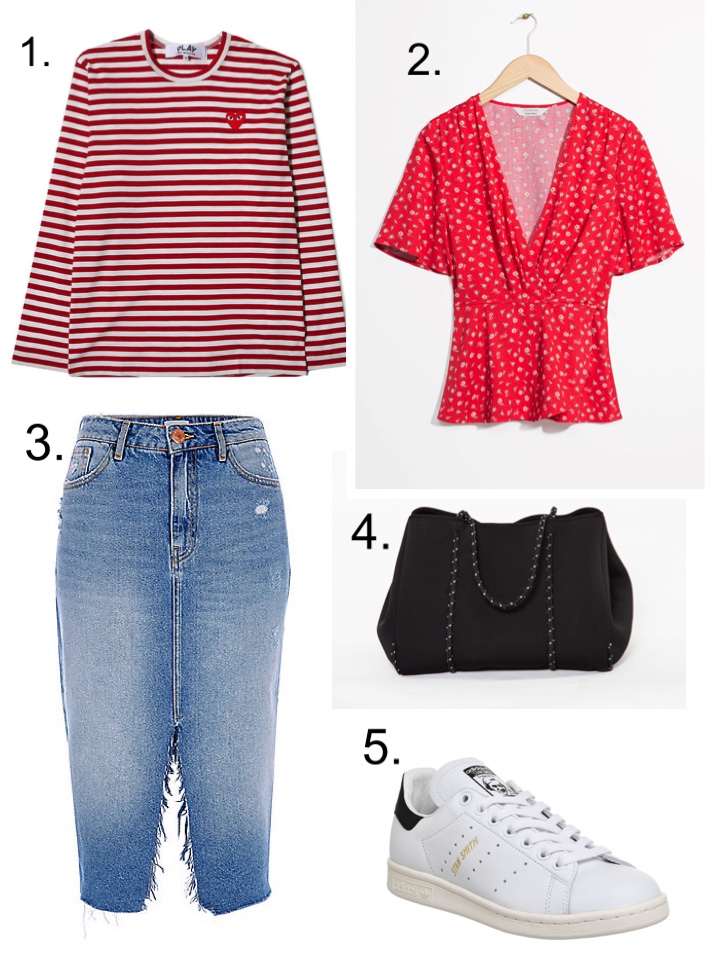 Comme Des Garcons Stripe T Shirt, Neoprene Bag, Adidas Stan Smith Trainers