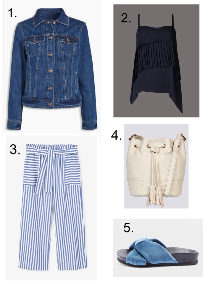 Denim Jacket Mango Stripe Trousers Bucket Bag 