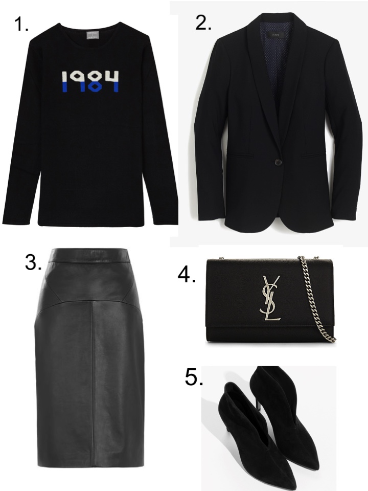 Orwell and Austen Cashmere sweater YSL Bag Whistles Leather Pencil Skirt