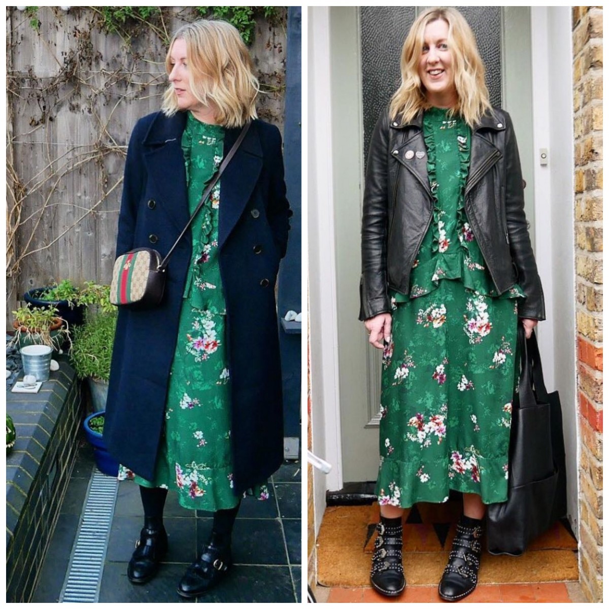 H&M green floral dress
