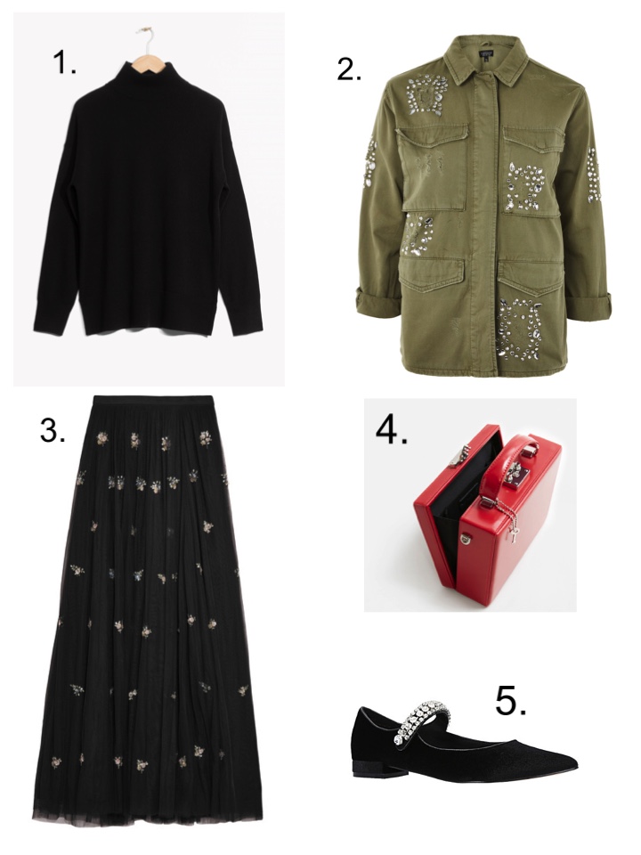 Get the Jenna Lyons look, tulle skirt, embellished shacket, cashmere roll neck 