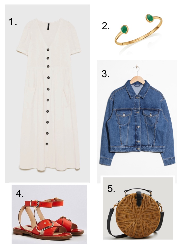 white zara dress mango circle basket bag 