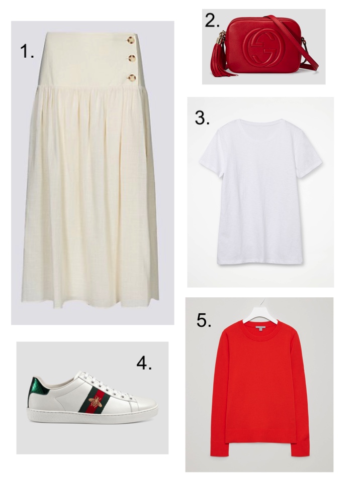 cheese cloth skirt and gucci trainers 