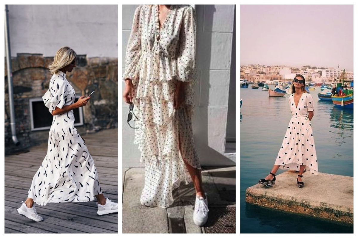 White summer polka dot dress 