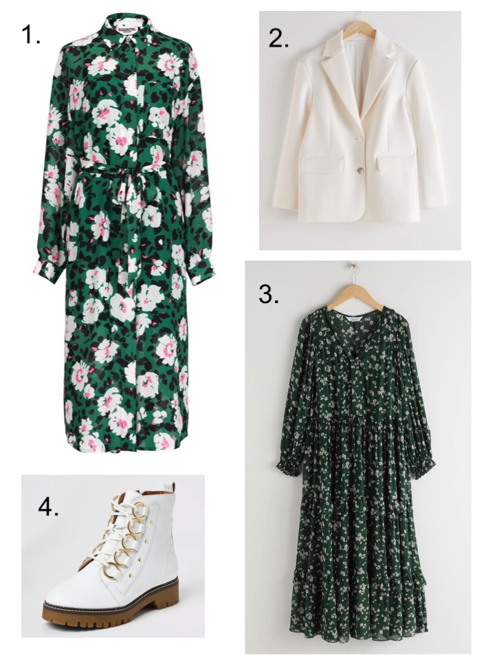 green dress floral 