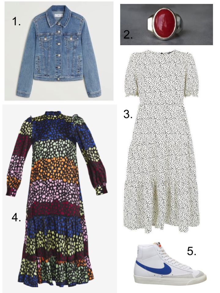 polka dot dresses denim jacket 