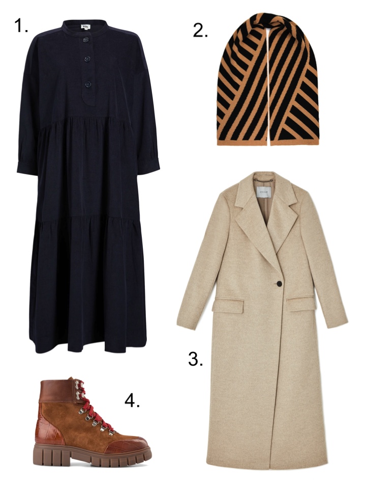 Layers cord dress and overcoat 