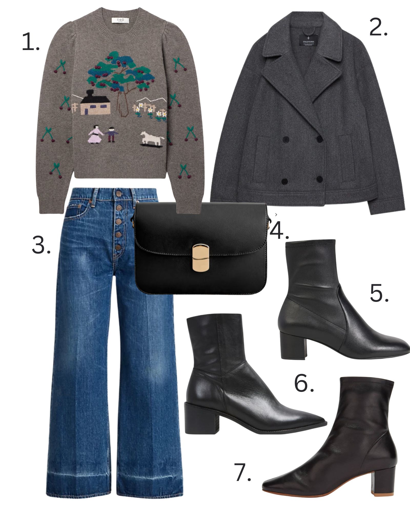sock boots and wide leg jeans 