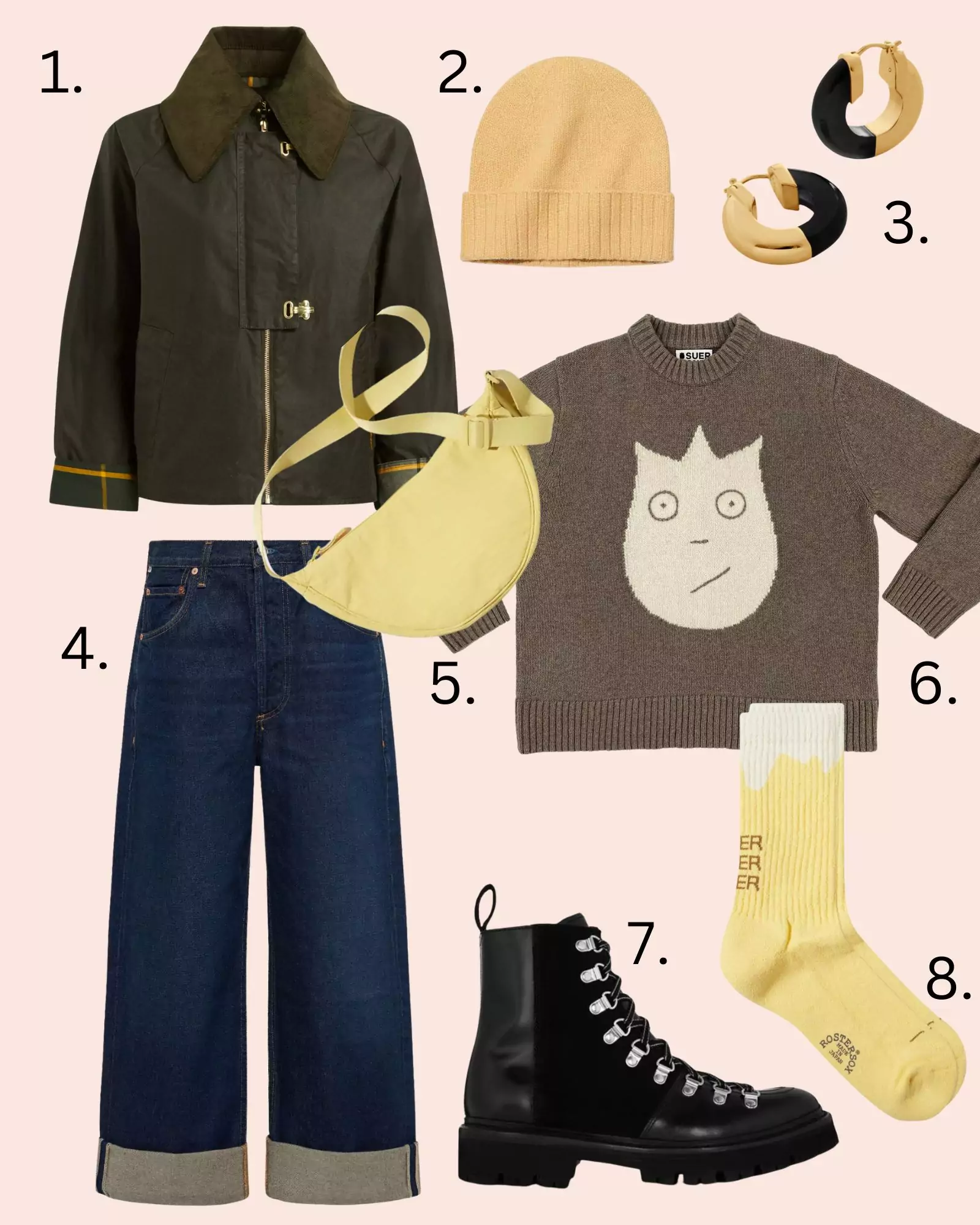 Barbour jacket and cuffed jeans 