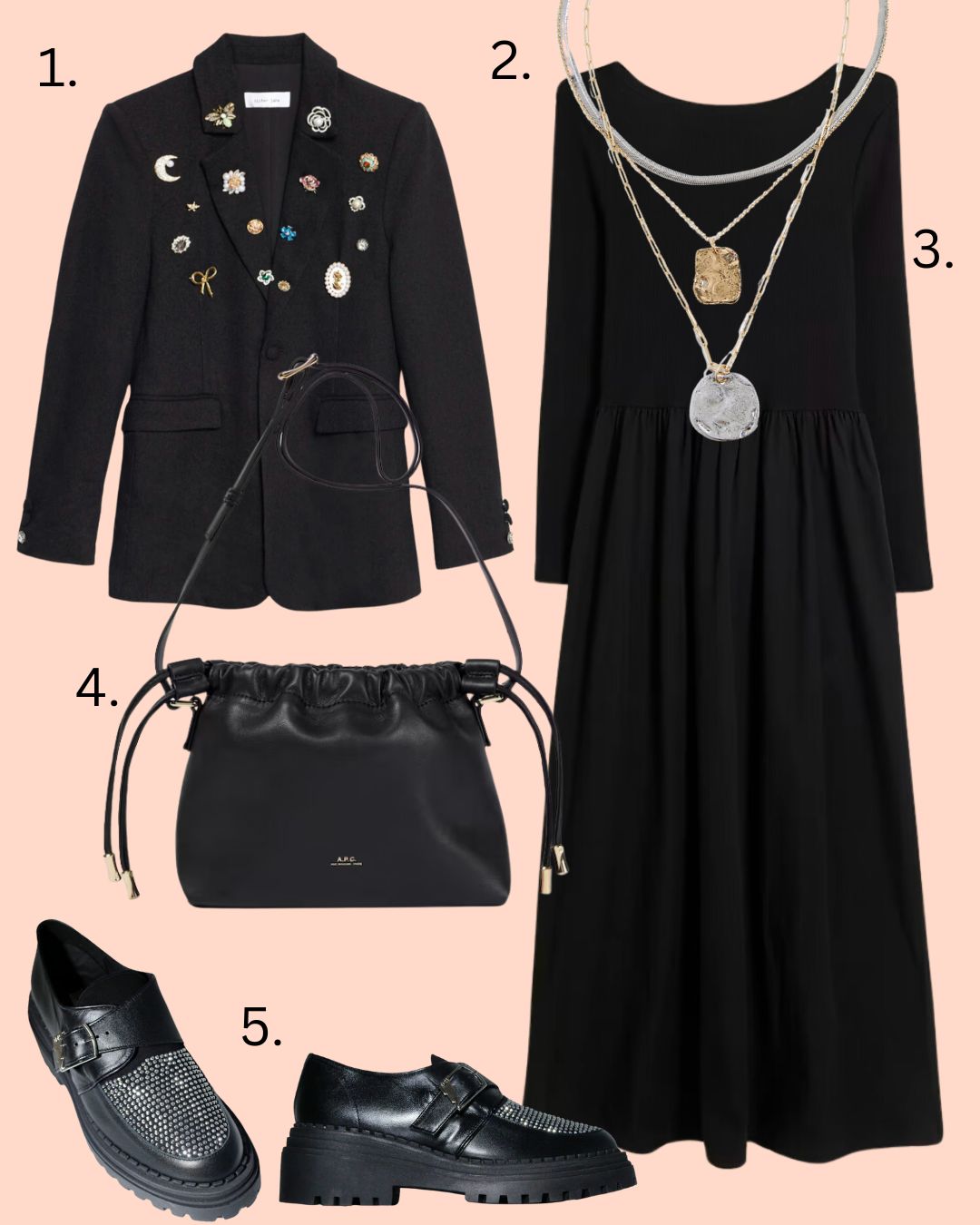 7 outfits for November black dress 